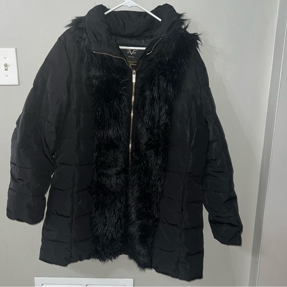 Versace 1969 Faux Fur-Accent Coat - Picture 1 of 8